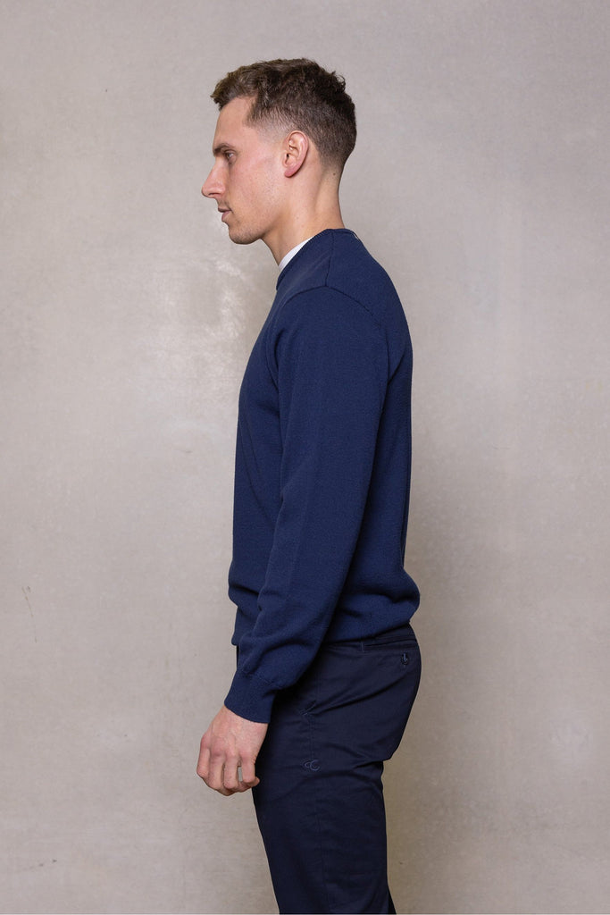 Cutler & Co Dawson Merino Jumper Thunderstorm Navy