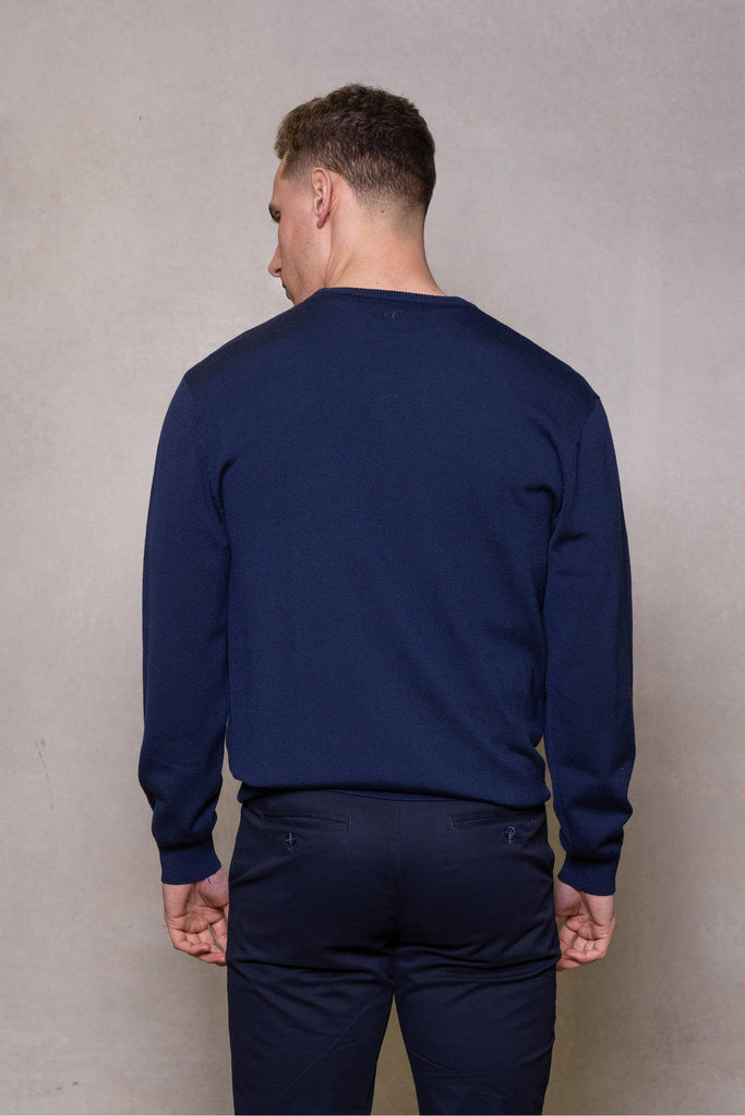 Cutler & Co Dawson Merino Jumper Thunderstorm Navy