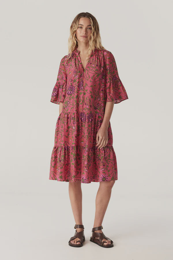 Cable Melbourne Balmoral Pink Tiered Dress Floral