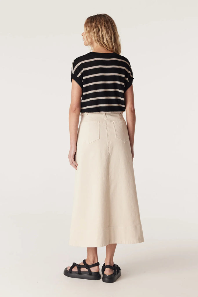 Cable Melbourne Samba Crepe Knit Top Black Stripe