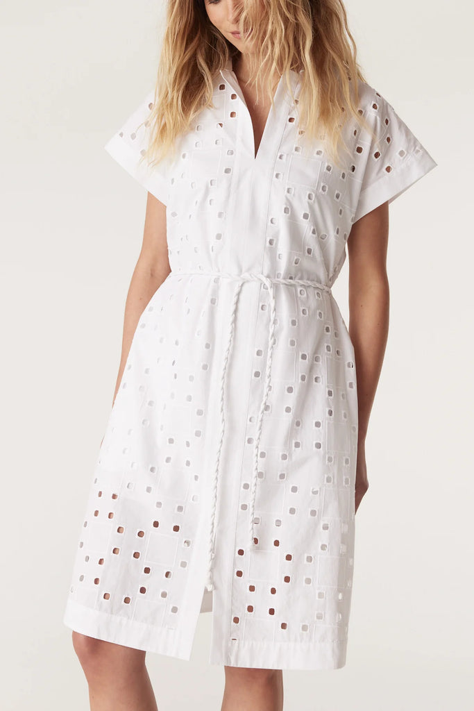 Cable Melbourne Ally Embroidered Dress White