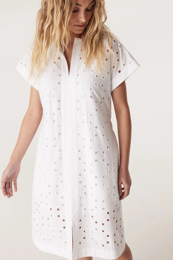 Cable Melbourne Ally Embroidered Dress White