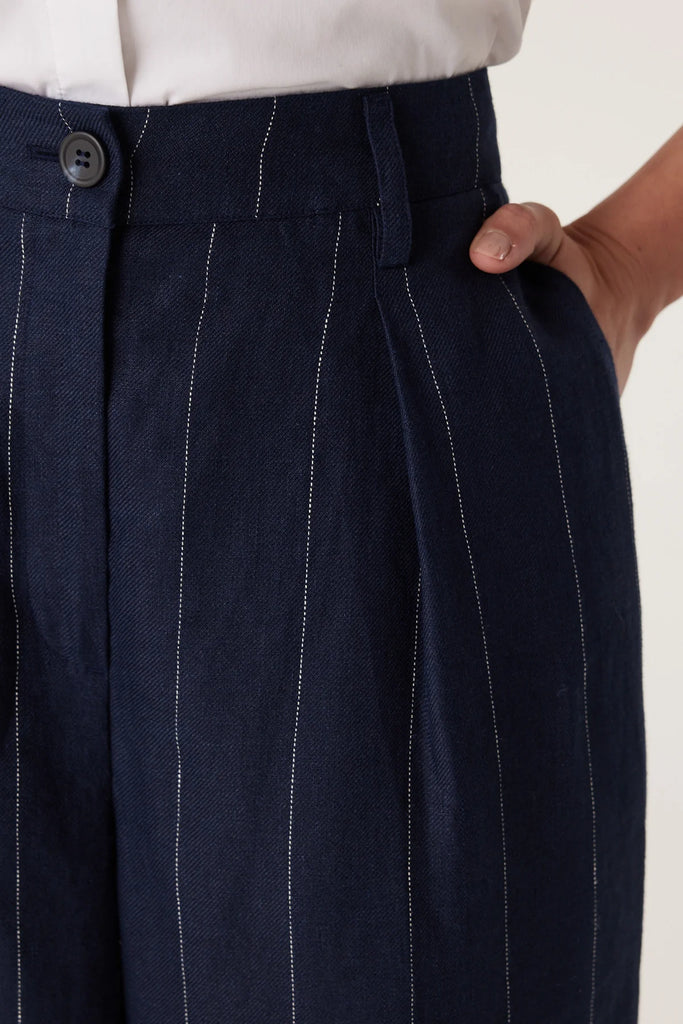 Cable Melbourne Freya Linen Pant Navy Stripe