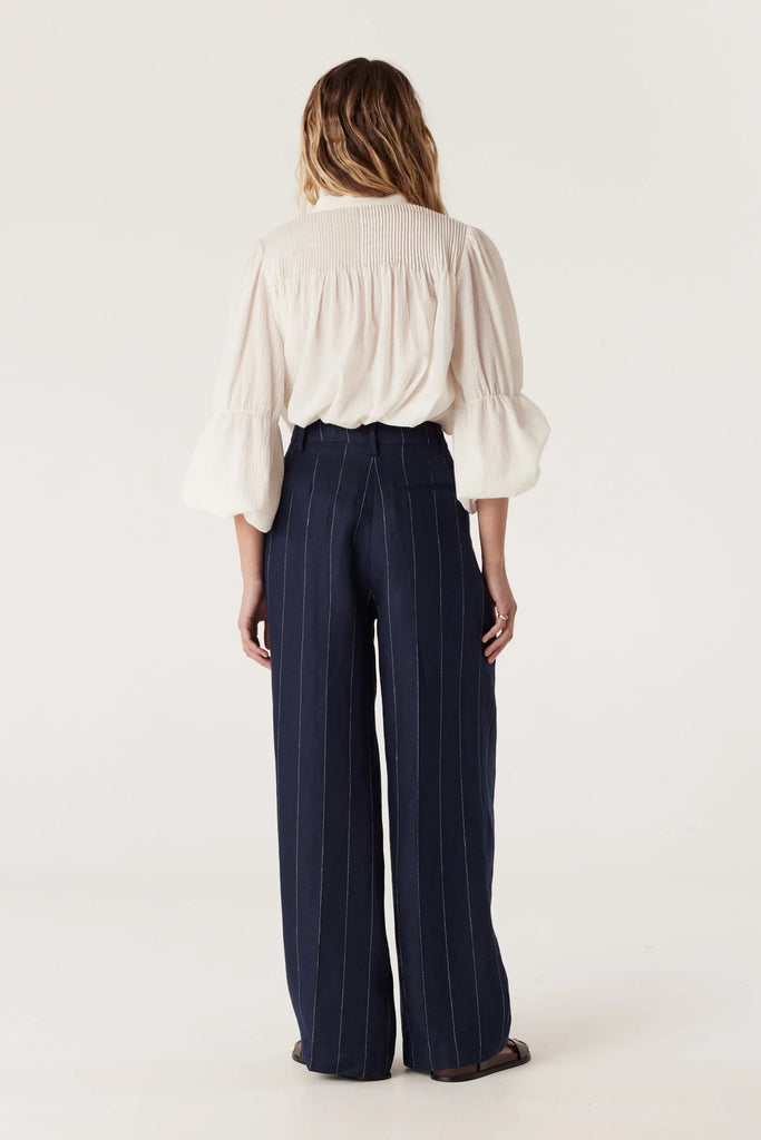 Cable Melbourne Freya Linen Pant Navy Stripe