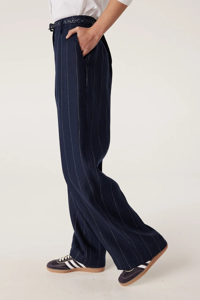 Cable Melbourne Freya Linen Pant Navy Stripe