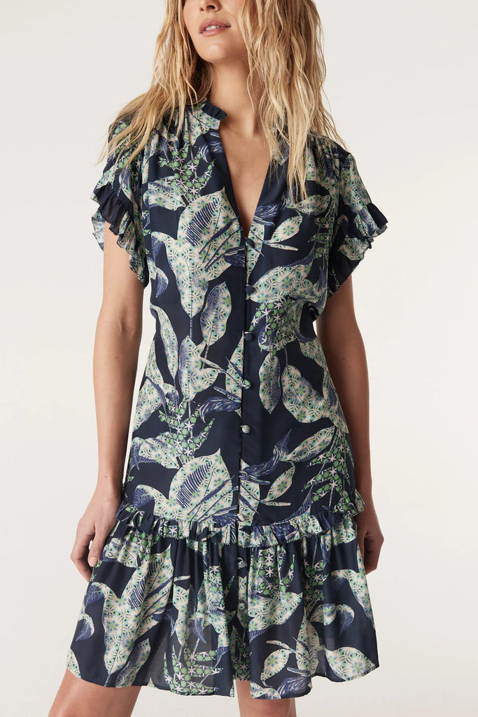 Cable Melbourne Havana Frill Dress Navy Floral