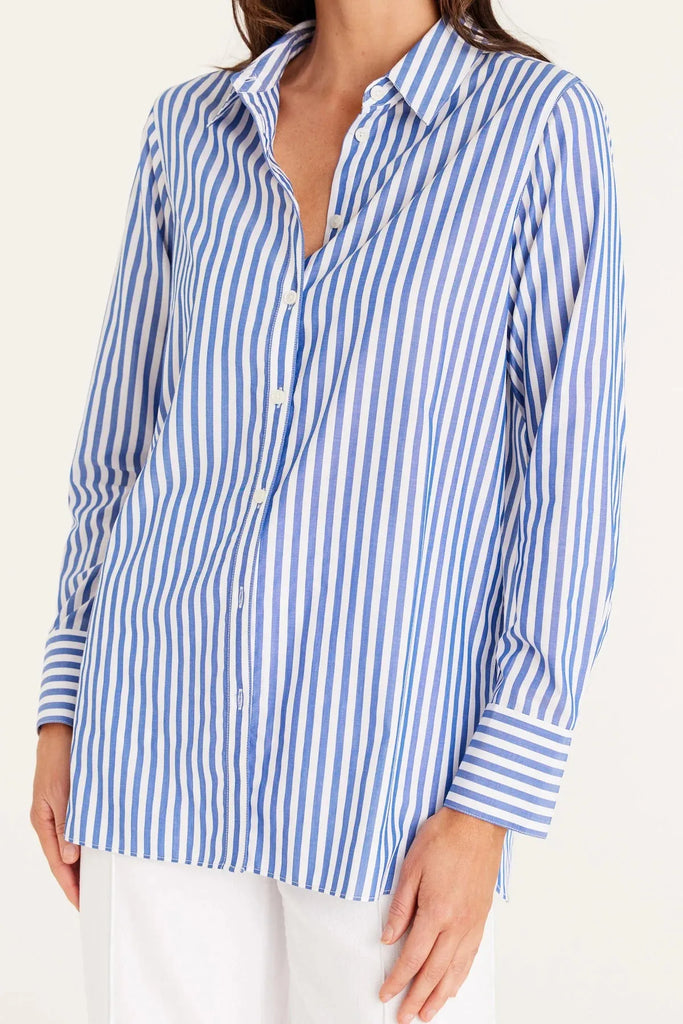 Cable Melbourne Henri Shirt Blue and white Stripe