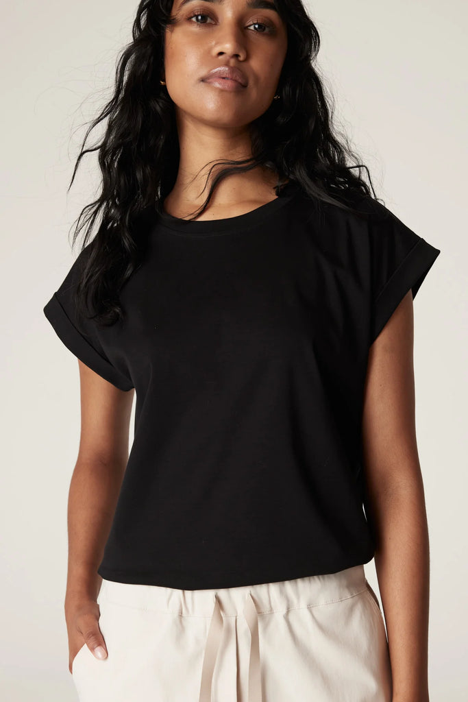 Cable Pima Tee Black