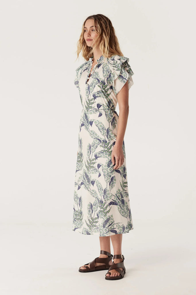 Cable Melbourne Paloma Frill Dress Leaf Print