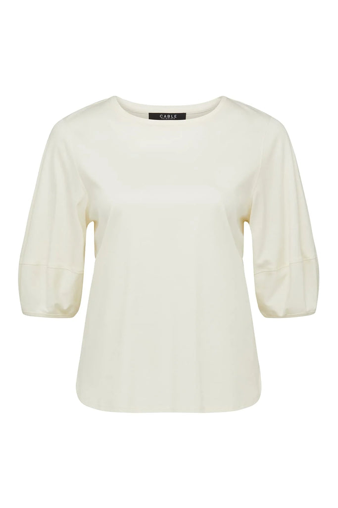 Cable Melbourne Pima Lantern Sleeve Top Cream