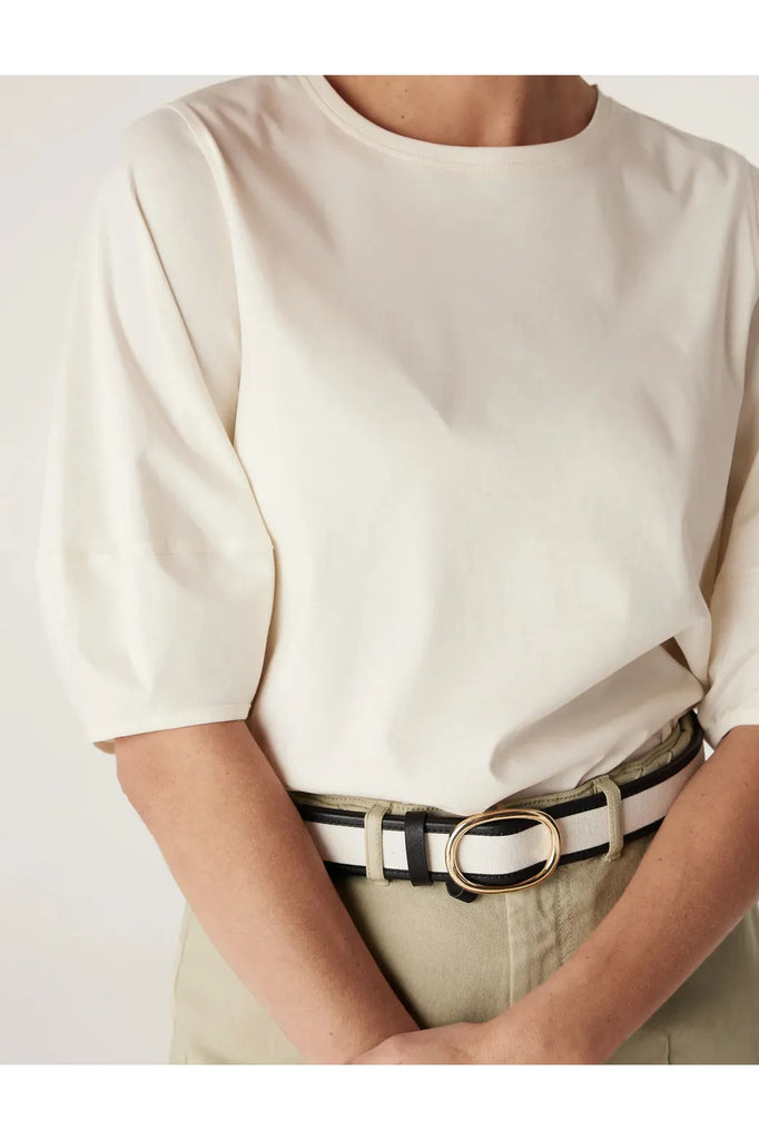 Cable Melbourne Pima Lantern Sleeve Top Cream