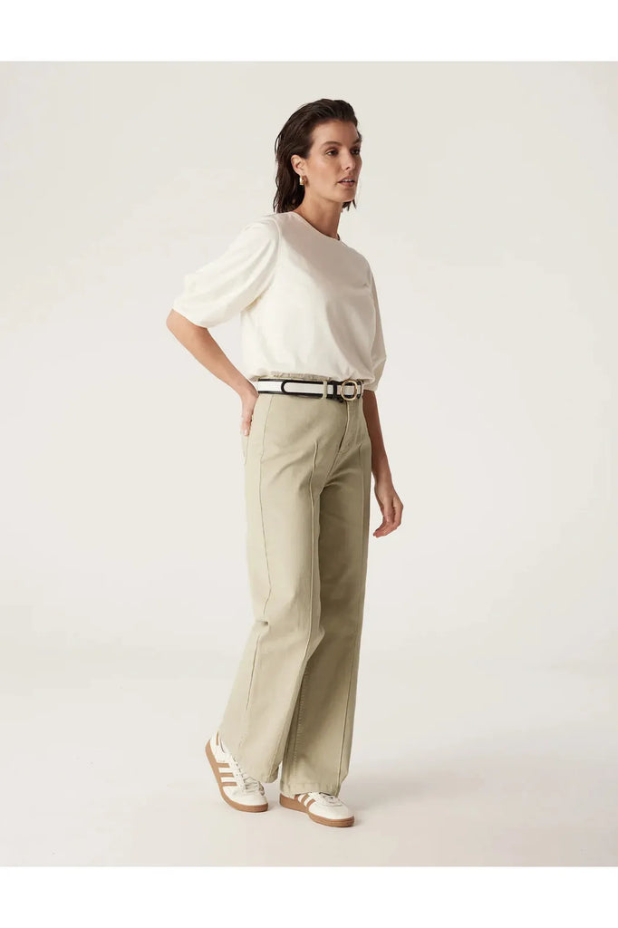 Cable Melbourne Pima Lantern Sleeve Top Cream