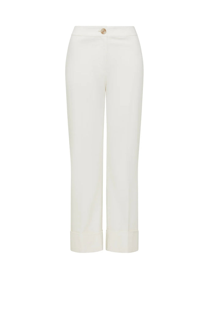 White pants on a plain background. Cable Porto Pant in white.
