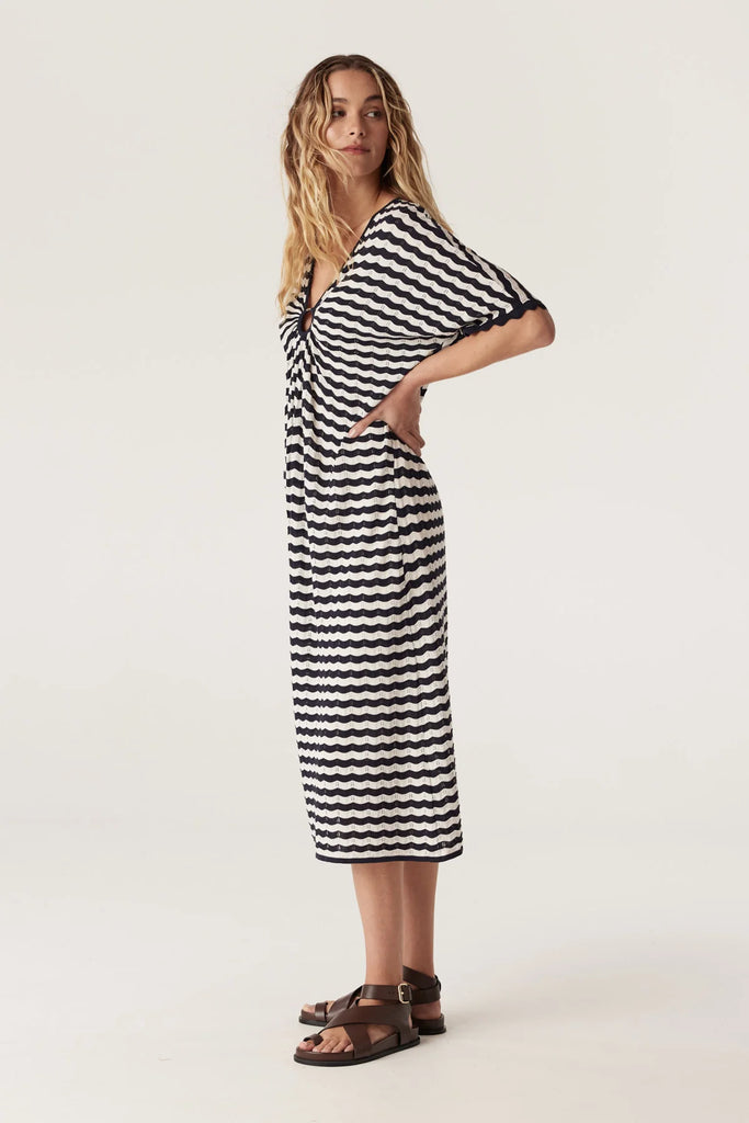 Cable Melbourne Riviera Knit dress Navy Stripe