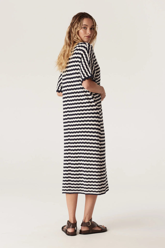 Cable Melbourne Riviera Knit dress Navy Stripe