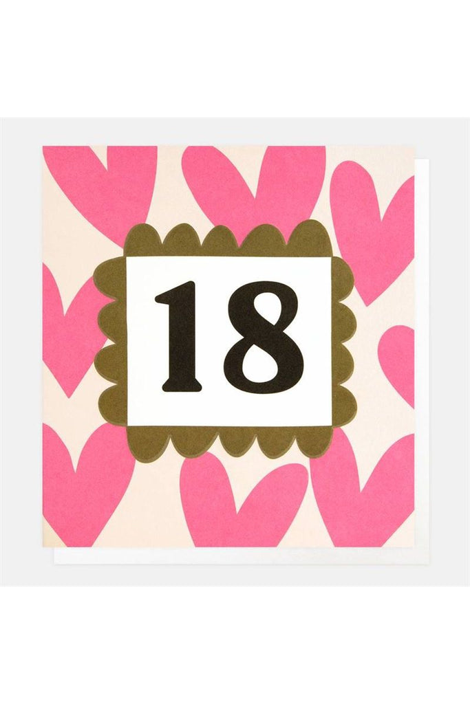 Greeting Card | Pink Hearts 18th Birthday Birthday Greeting Card Caroline Gardner