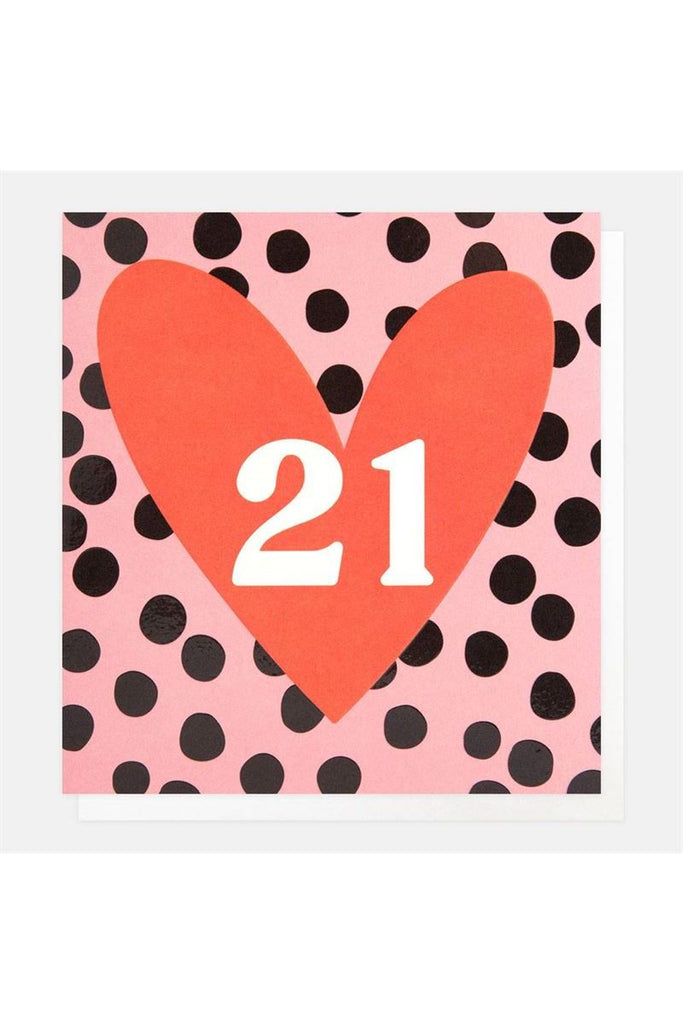 Greeting Card | Heart On Pink 21st Birthday Greeting Card Caroline Gardner