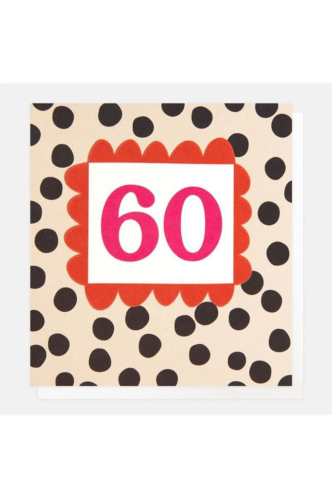 Greeting Card | Charcoal Polka Dot 60th Birthday Birthday Greeting Card Caroline Gardner