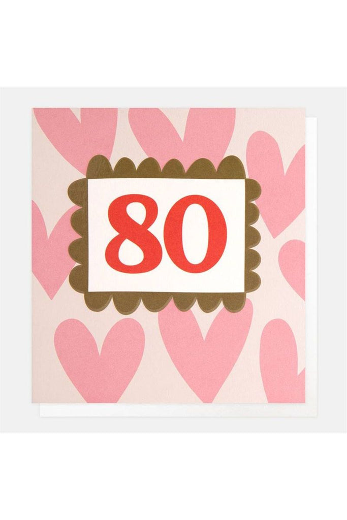 Greeting Card | Pink Heart 80th Birthday Birthday Greeting Card Caroline Gardner