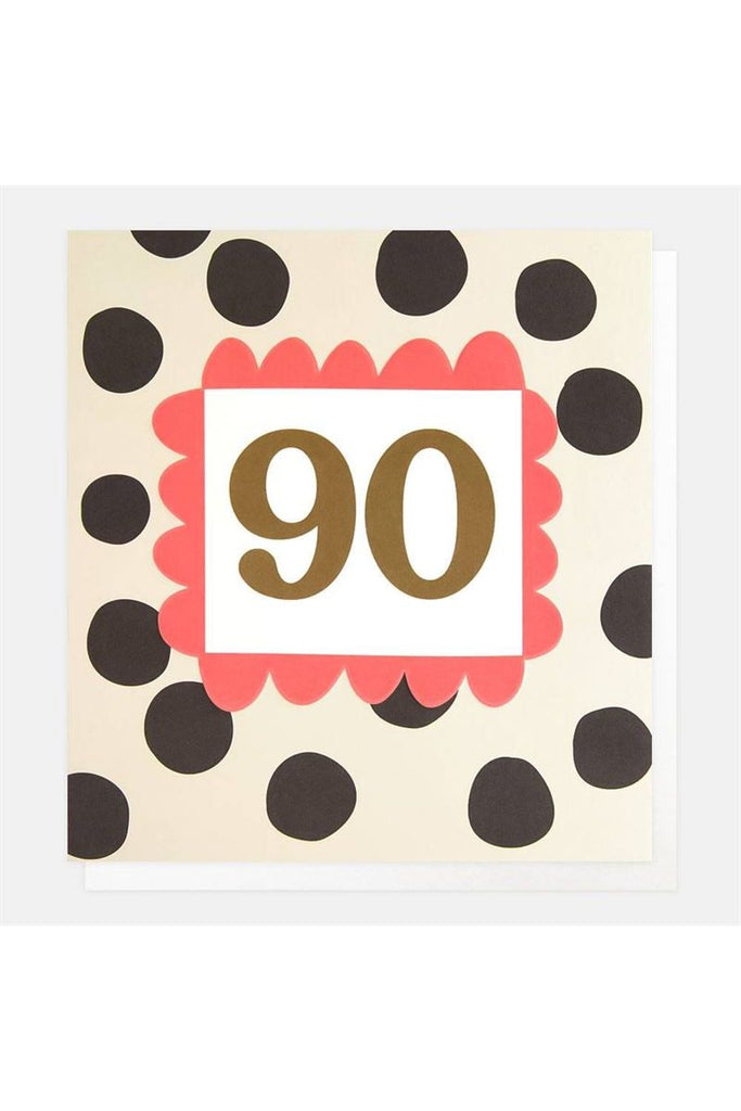Greeting Card | Charcoal Polka Dot 90th Birthday Birthday Greeting Card Caroline Gardner