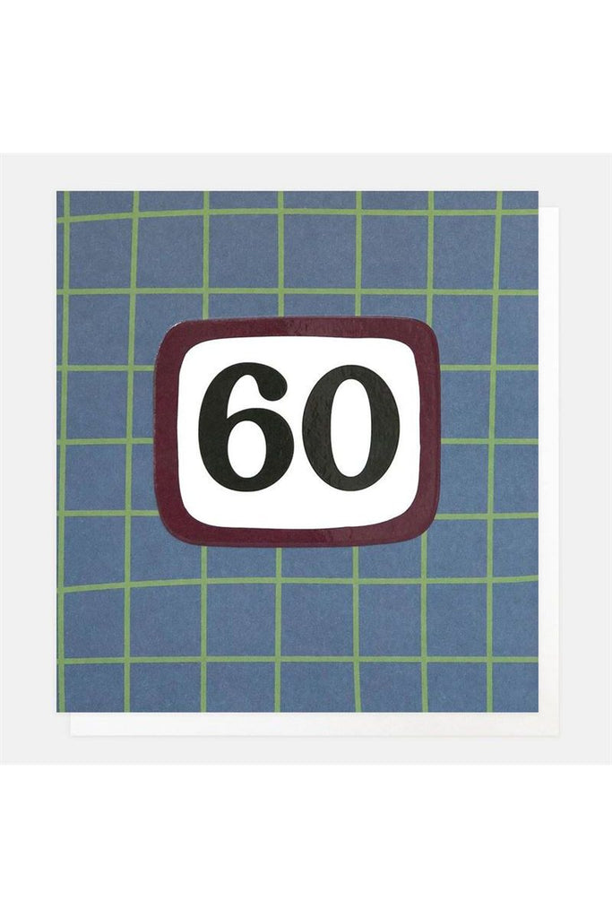 Greeting Card | Blue/Green Grid Line 60th Birthday Birthday Greeting Card Caroline Gardner