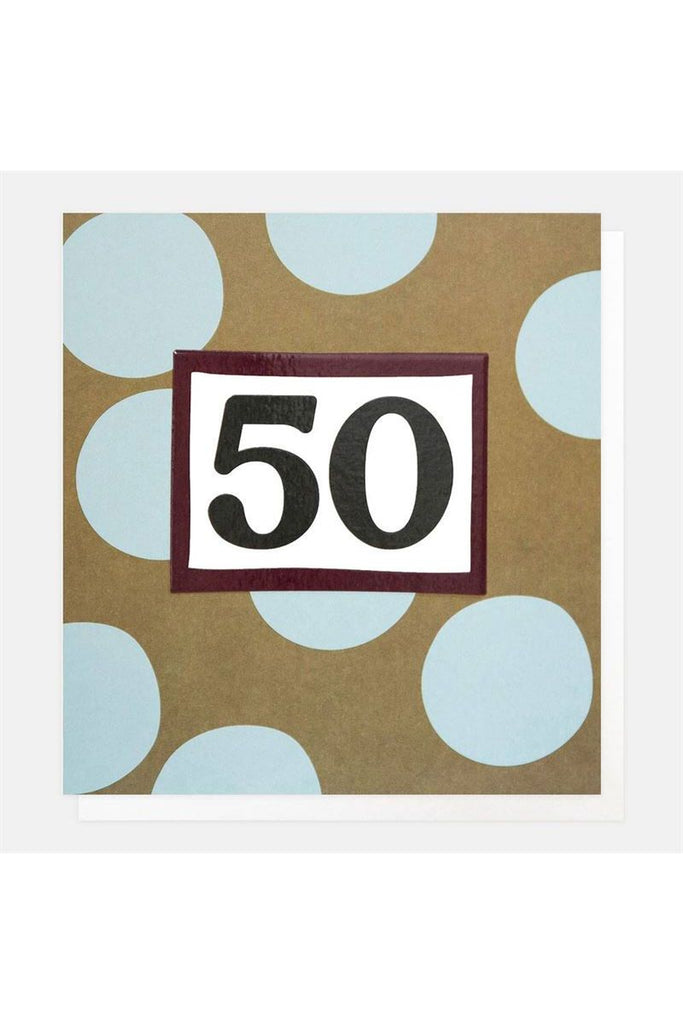 Greeting Card Blue/Green Spots 50th Birthday Birthday Greeting Card Caroline Gardner