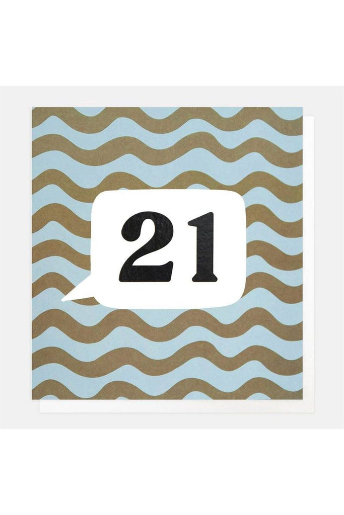 Greeting Card | Blue/Green Wave Stripe 21st Birthday Birthday Greeting Card Caroline Gardner