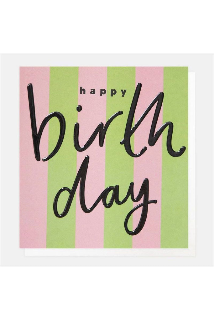 Greeting Card | Green/Pink Stripe Birthday Greeting Card Caroline Gardner