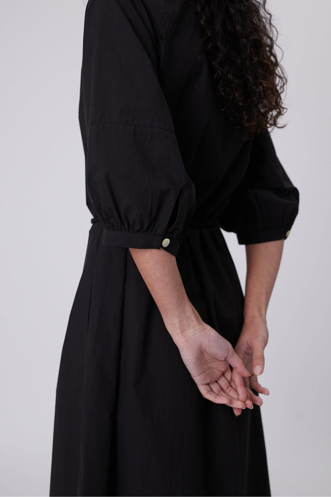 Marlow Cascade Shirt Dress Black