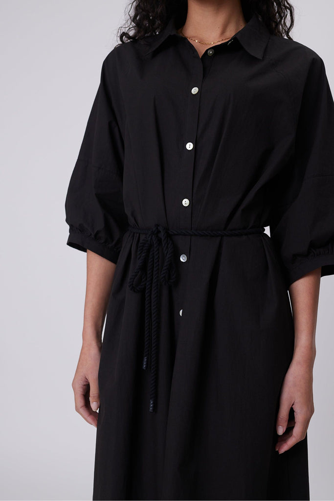 Marlow Cascade Shirt Dress Black