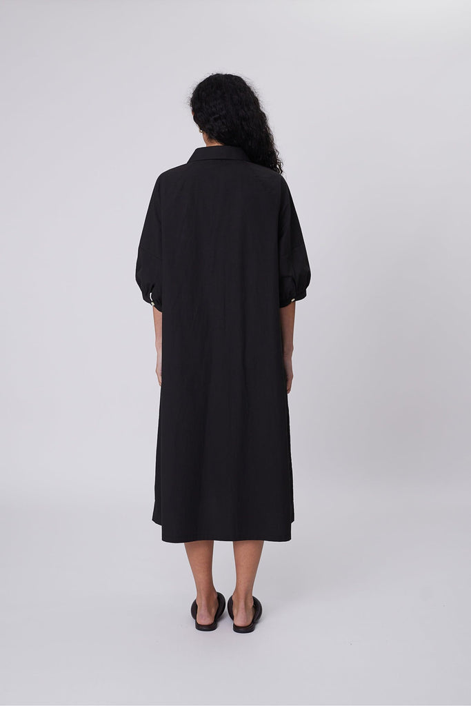 Marlow Cascade Shirt Dress Black