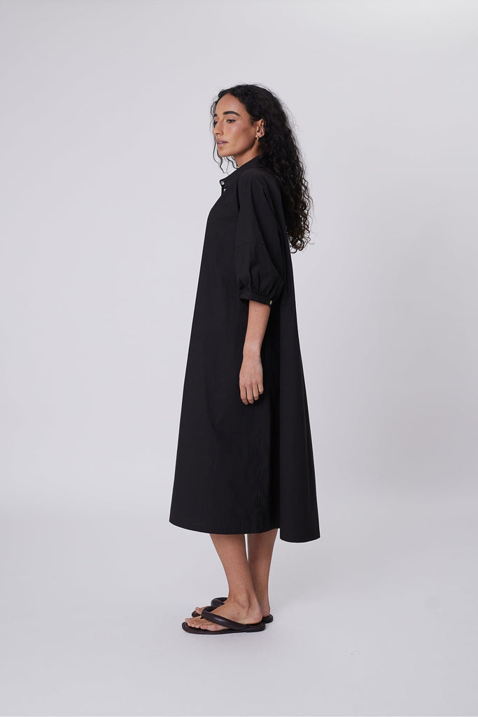 Marlow Cascade Shirt Dress Black