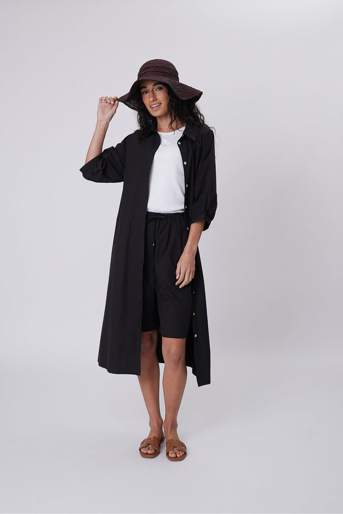 Marlow Cascade Shirt Dress Black