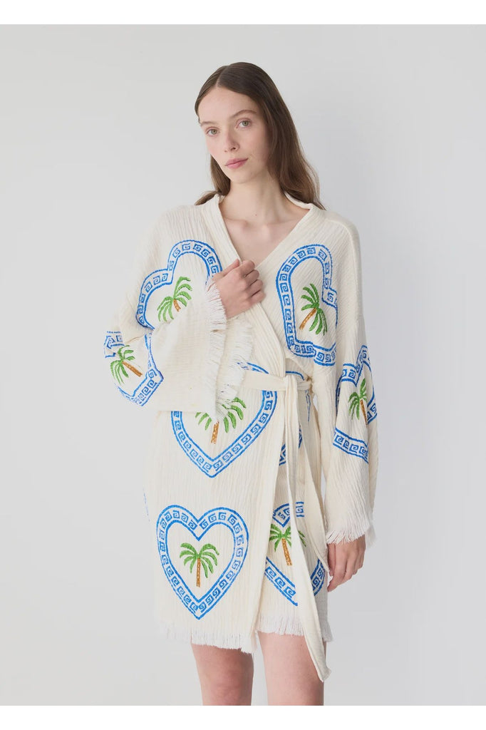 Midi Robe | Natural | Palm Tree Robes Cie Cie + Co