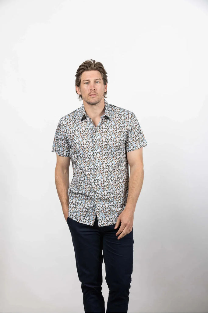 Cutler & Co brody Short Sleeve Shirt Fennel Seed pattern