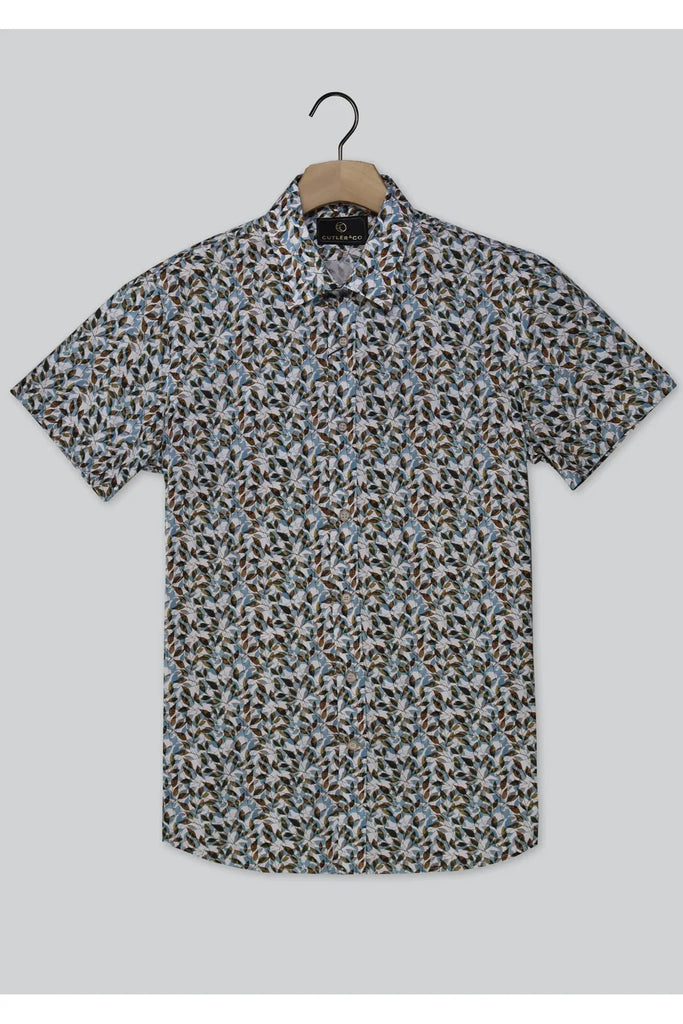 Cutler & Co brody Short Sleeve Shirt Fennel Seed pattern