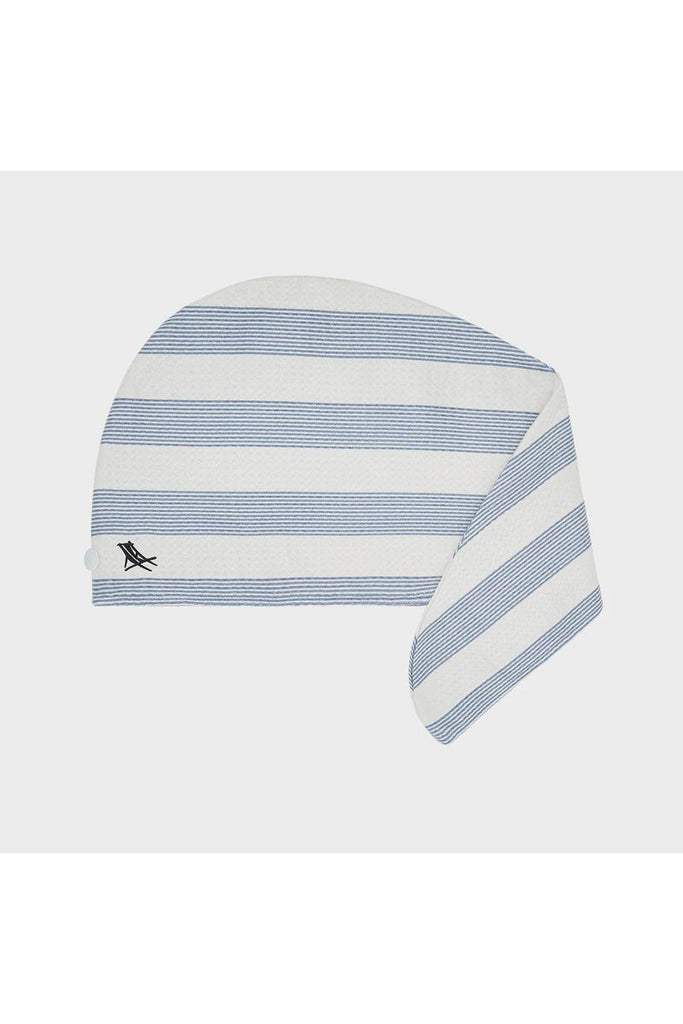 Clear Cut Image of Dock & Bays Blue & White Striped Waffle Hair Wrap
