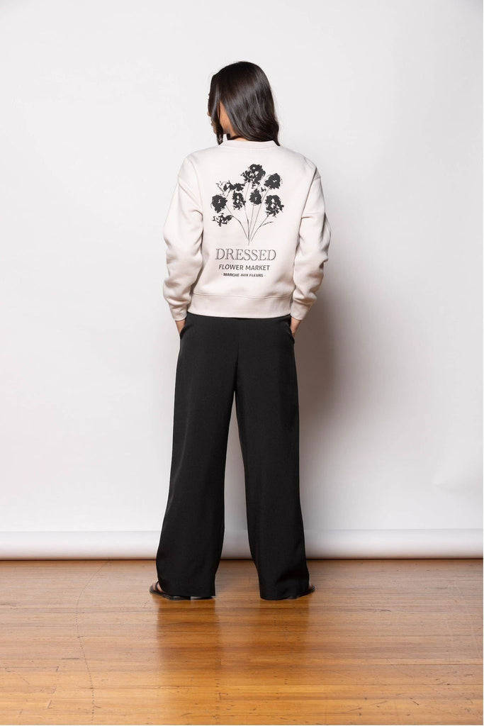 Dressed Flower Market Sweatshirt in Bone with a Black print on the back