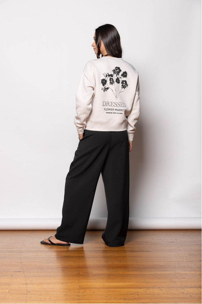 Dressed Flower Market Sweatshirt in Bone with a Black print on the back