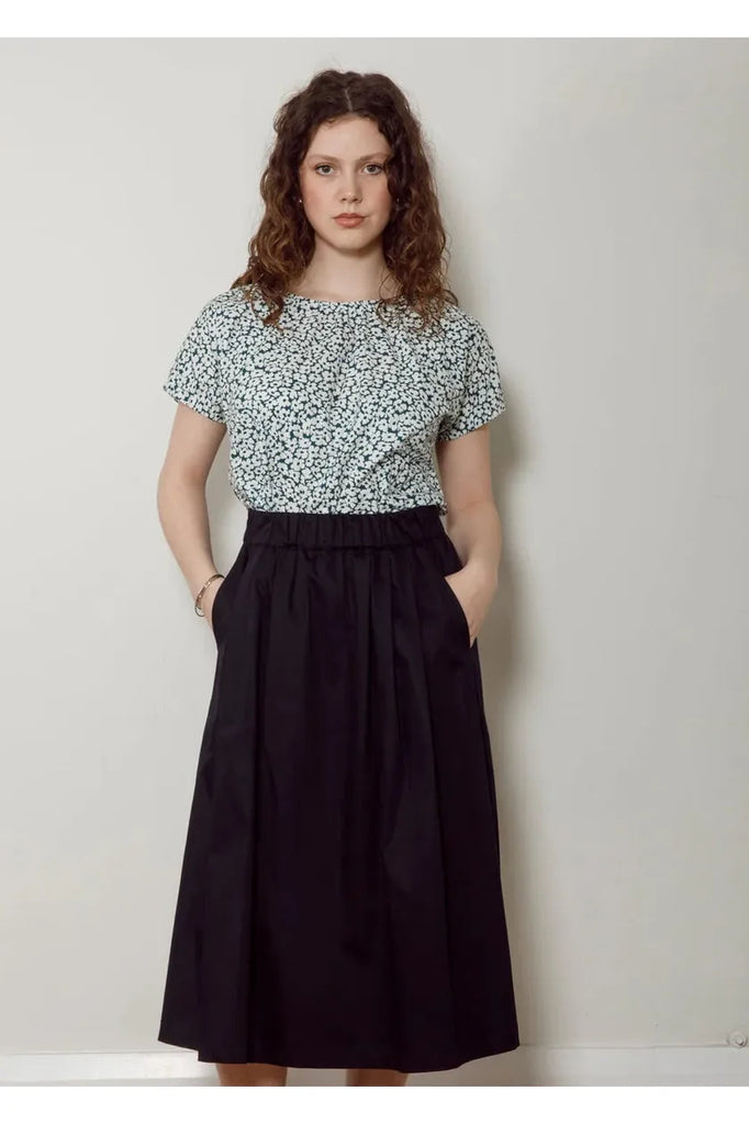 Dalston Sapphire Skirt Navy Sateen