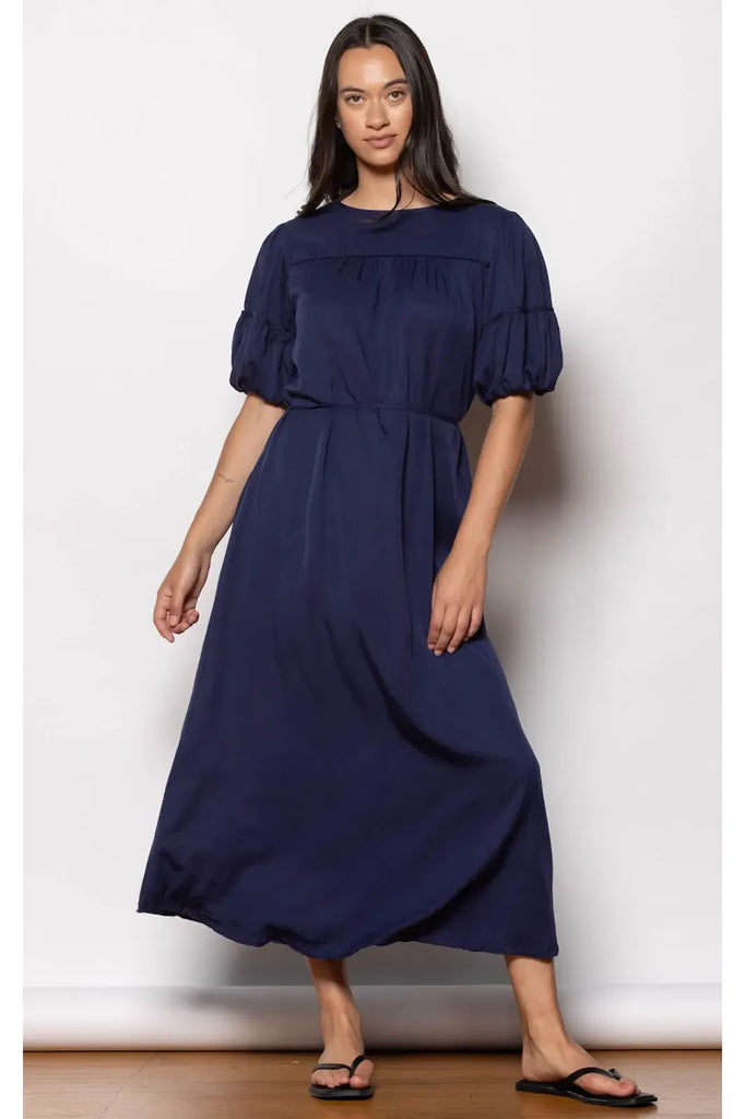 Trestle Dress | Navy Midi Dress XS,S,M,L Dressed