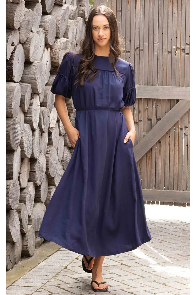 Trestle Dress | Navy Midi Dress XS,S,M,L Dressed
