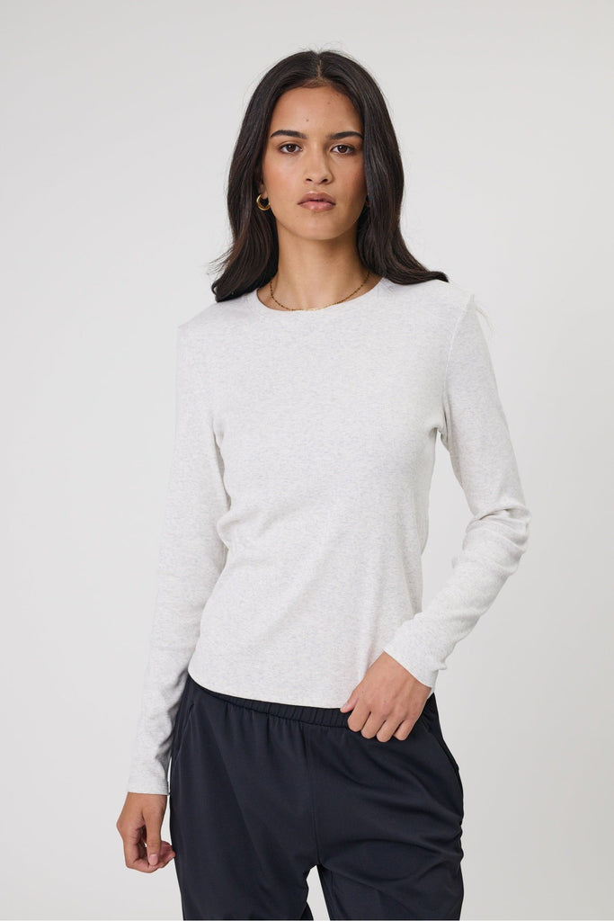 Marlow Echo Rib Long Sleeve Top Silver Marle