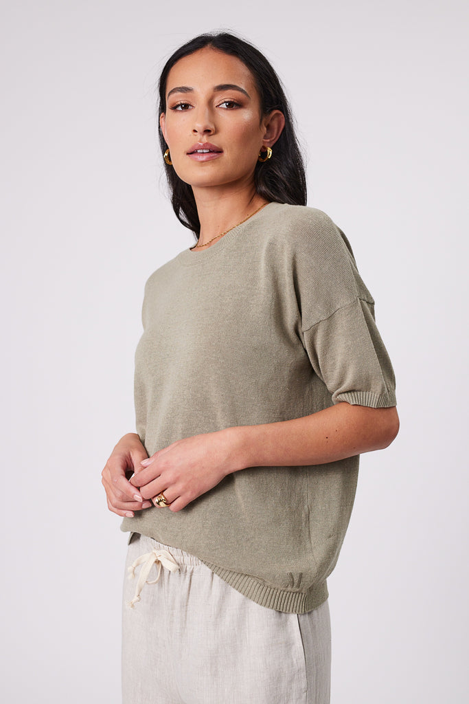 Marlow Eden Knit Tee Light Kelp