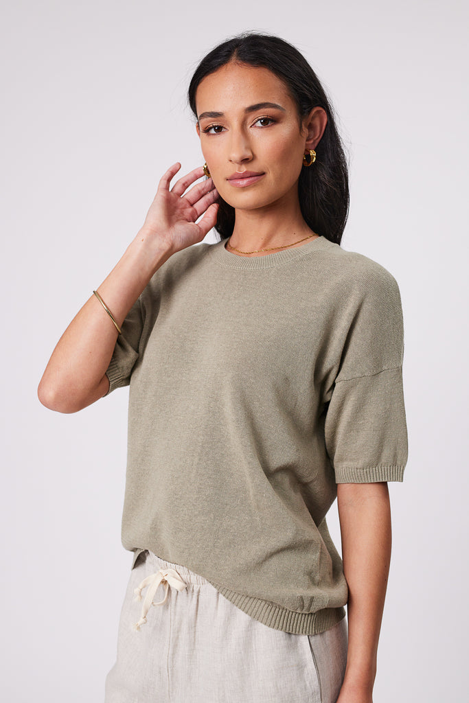 Marlow Eden Knit Tee Light Kelp