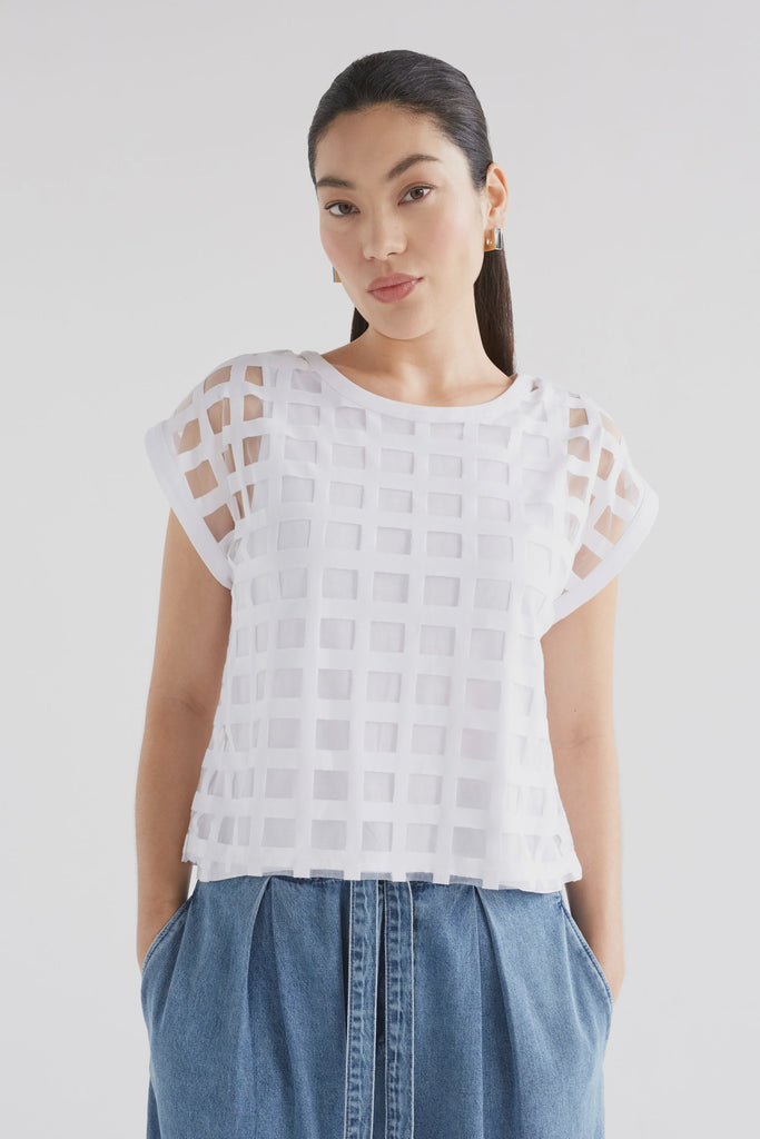 Elk Grid Burnout Top White on Model