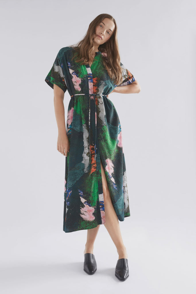 Malo Shirt Dress | Reflections Print Midi Dress XS/S,S/M,M/L,L/XL Elk