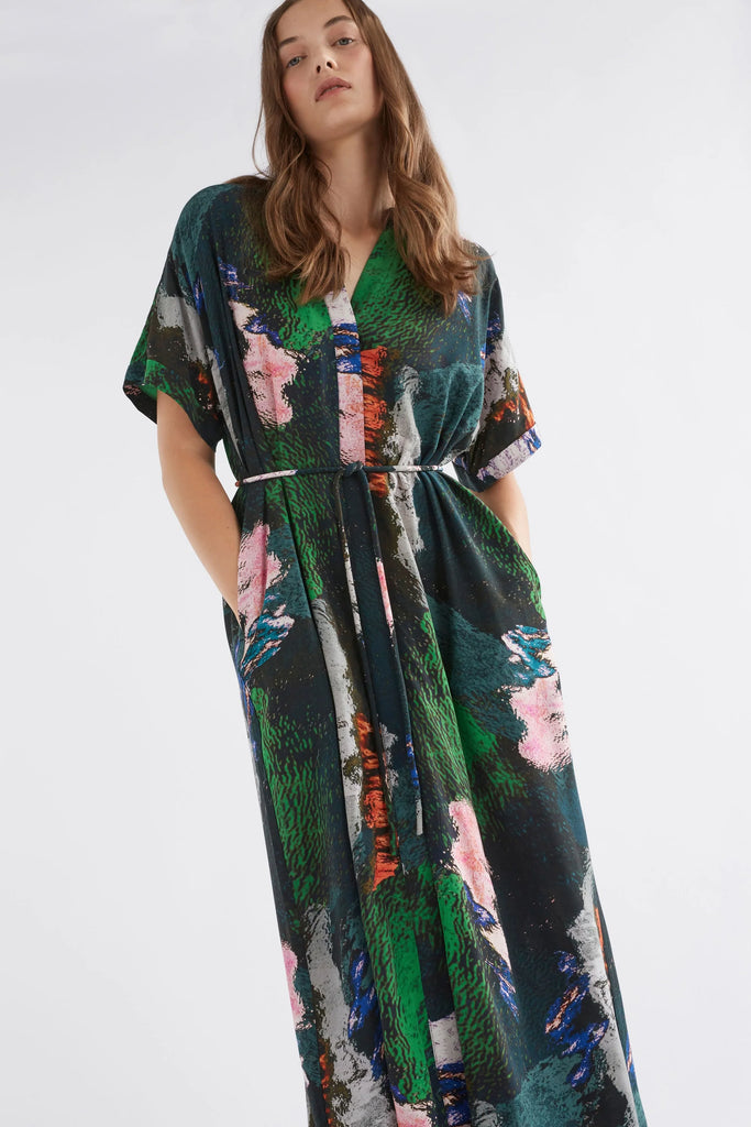 Malo Shirt Dress | Reflections Print Midi Dress XS/S,S/M,M/L,L/XL Elk