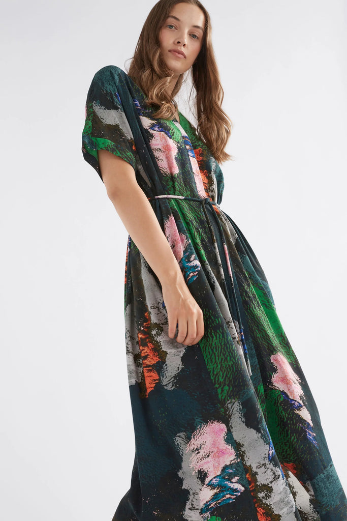 Malo Shirt Dress | Reflections Print Midi Dress XS/S,S/M,M/L,L/XL Elk