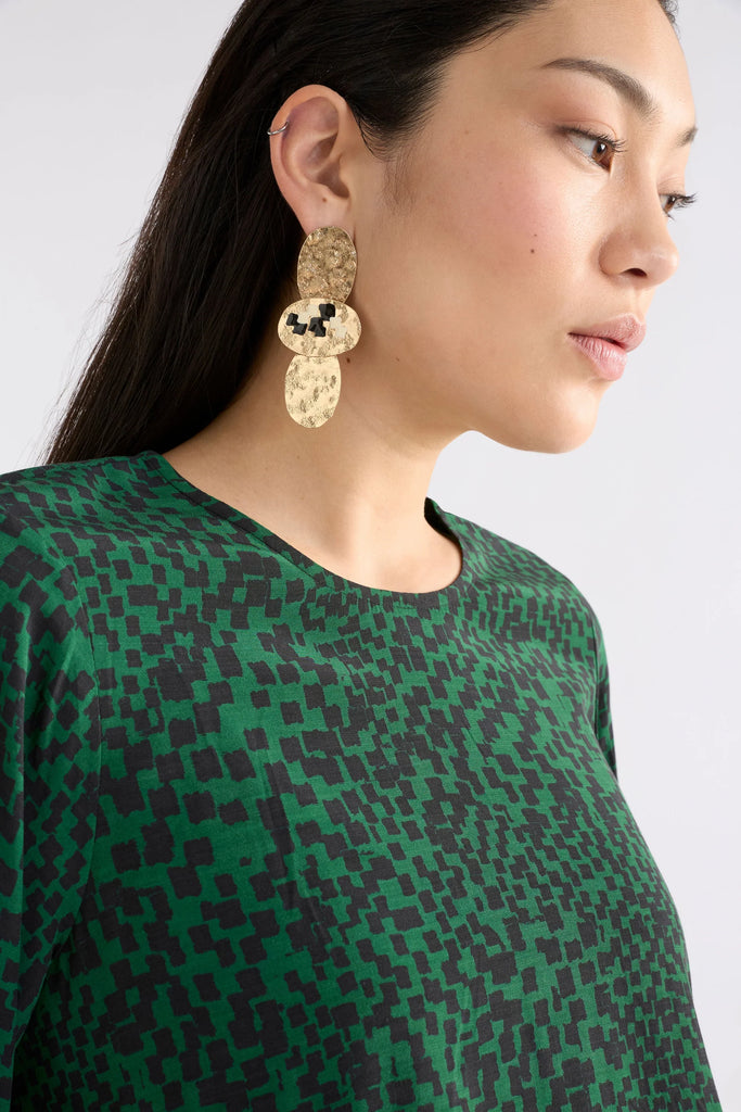 Elk Muraa Top Green Sinda Print 